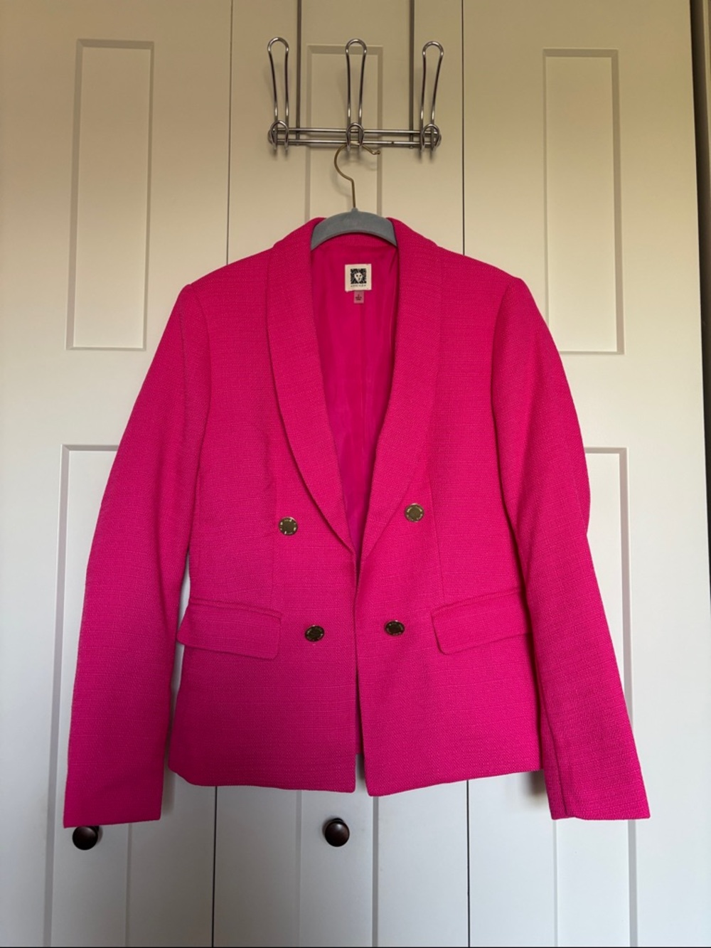 Anne Klein Bright Fuchsia Double-Breasted Blazer
